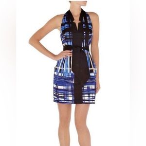 Karen Millen -Watercolor Blue Check Print Dress